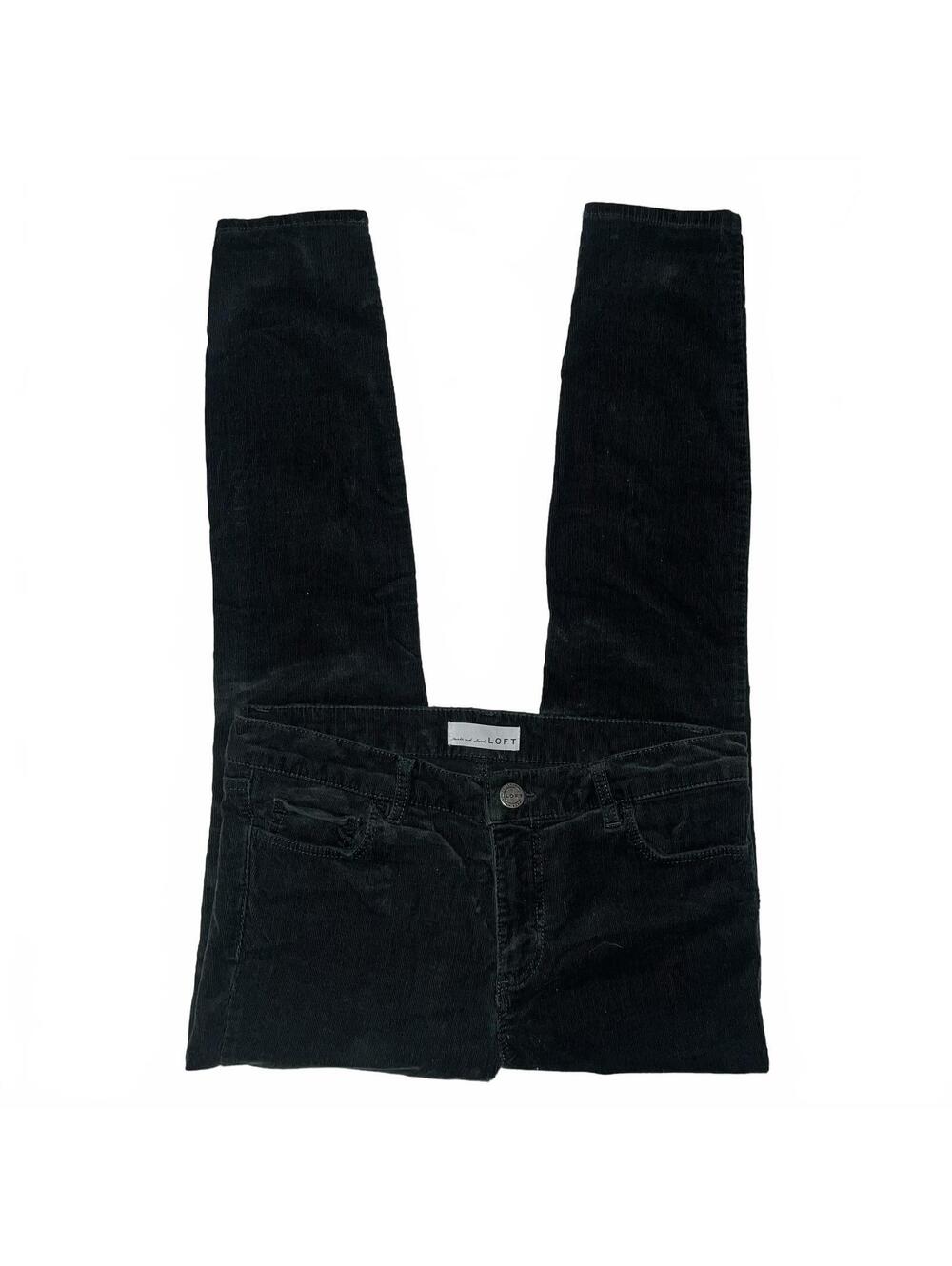 LOFT Modern Skinny Black Corduroy Pants Women’s Size 4/27 Dark Academia Fall